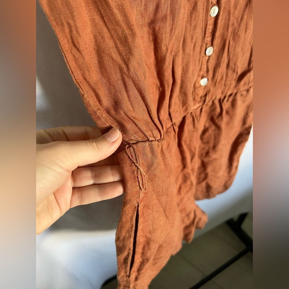 Bella Dahl 100% Linen Cap Sleeve Romper in Rich Sienna size Xs - Picture 2 of 8